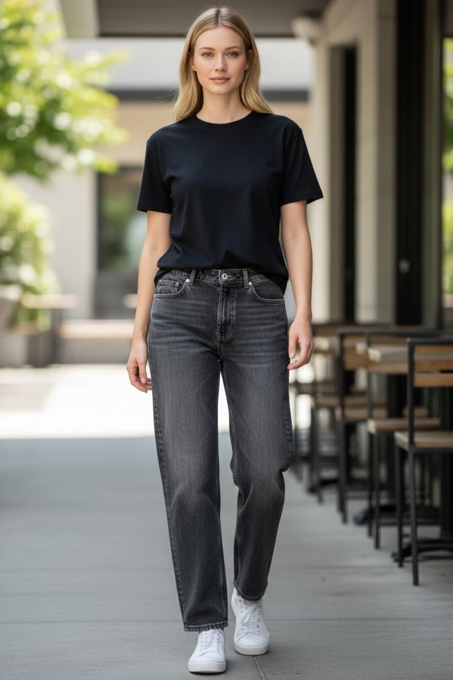ZARA Jeans Size 10 Black Gray Distressed Straight Leg Denim
